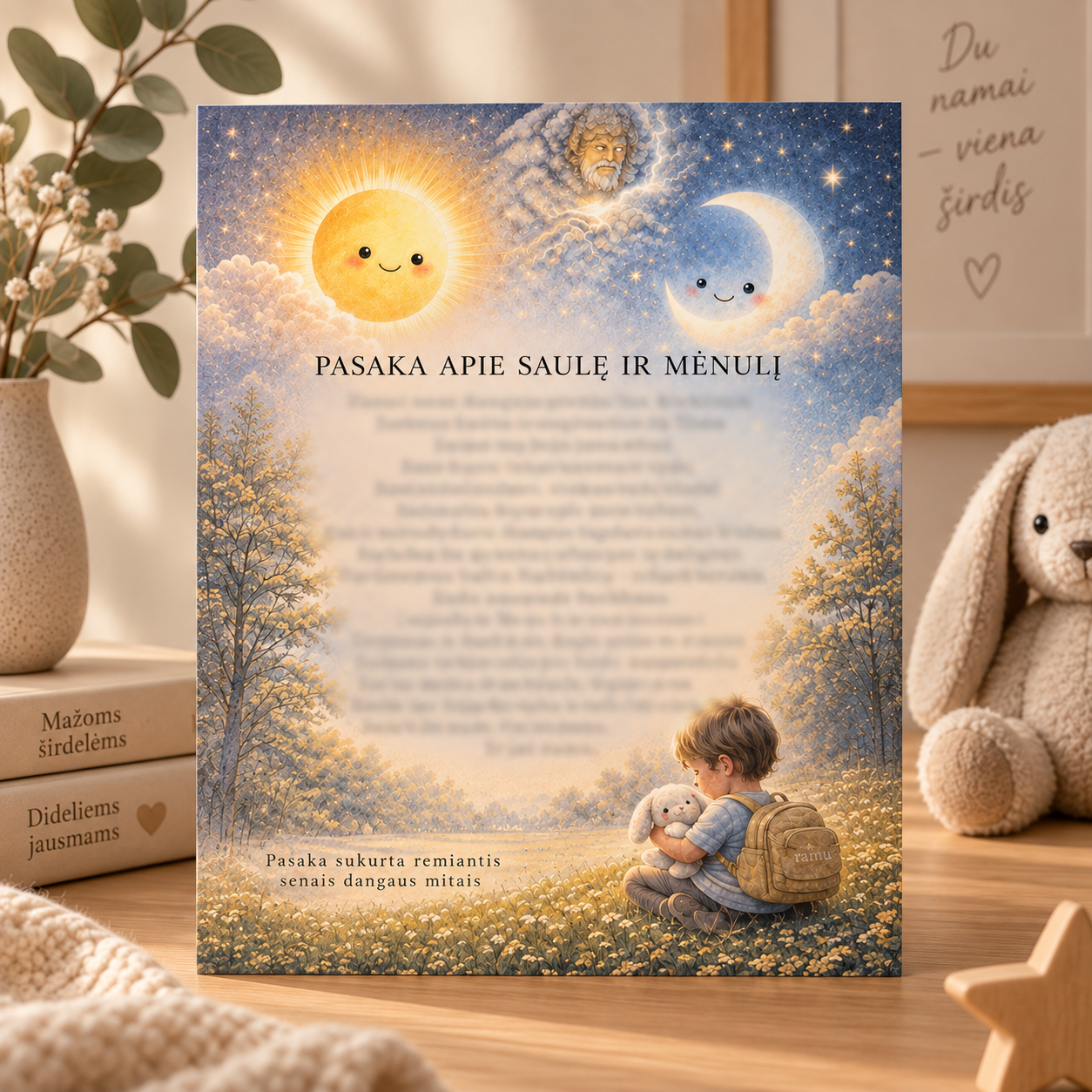 Iliustruota pasaka „Apie saulę ir mėnulį“